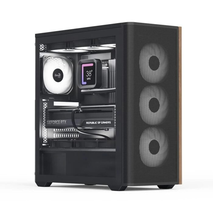 AeroCool кутия Case ATX - D501A Black, Addressable RGB, Wood - Image 1