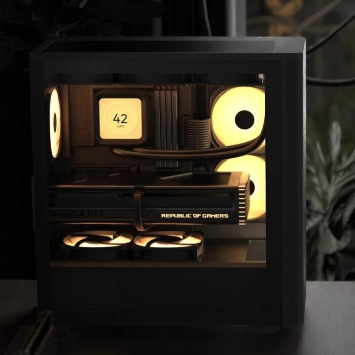 AeroCool кутия Case ATX - D501A Black, Addressable RGB, Wood - Image 4