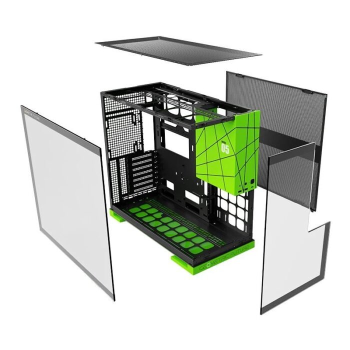 Geometric Future кутия Case EATX - Model 5 Black/Green, NVIDIA style limited edition - Image 3