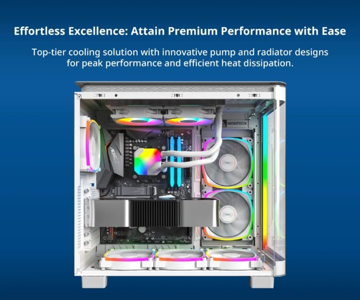 Montech водно охлаждане Hyper Flow ARGB 240, CPU Liquid Cooler, White - Image 2