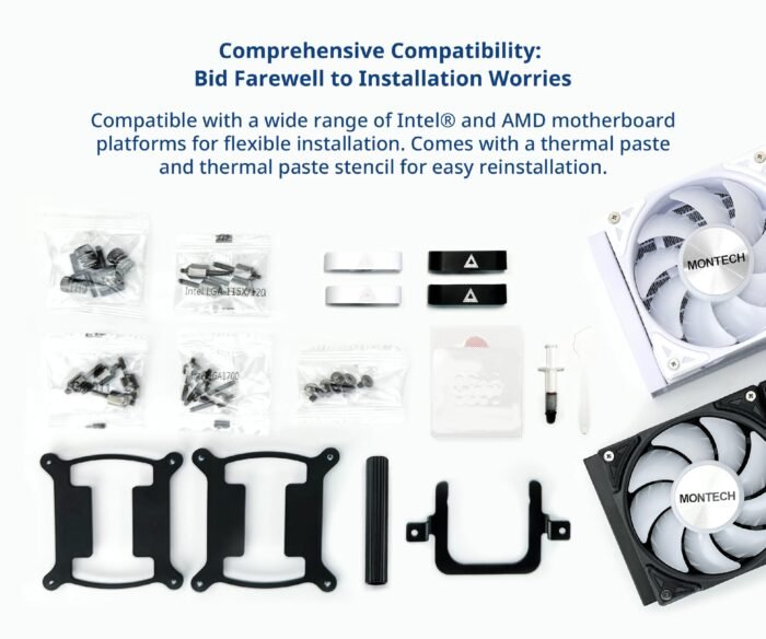 Montech водно охлаждане Hyper Flow ARGB 240, CPU Liquid Cooler, White - Image 5