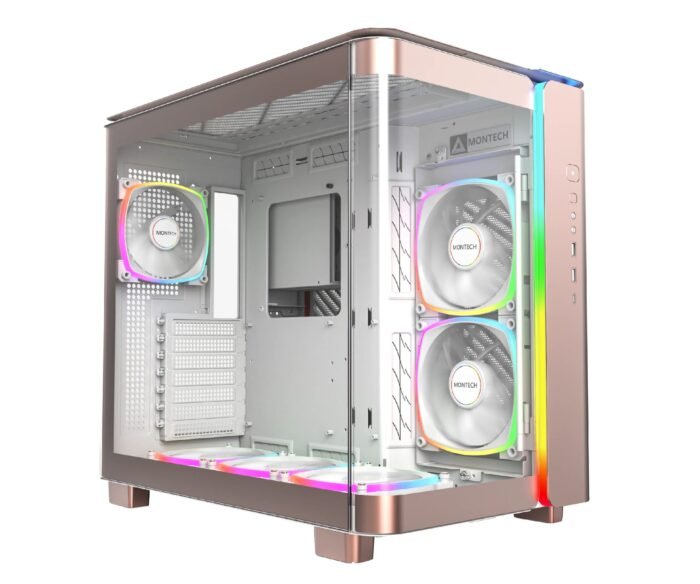 Montech кутия KING 95 Pro, Dual Chamber Mid-tower Case, 6 ARGB Fans, 2 Front Panels, Rose Gold - Image 1