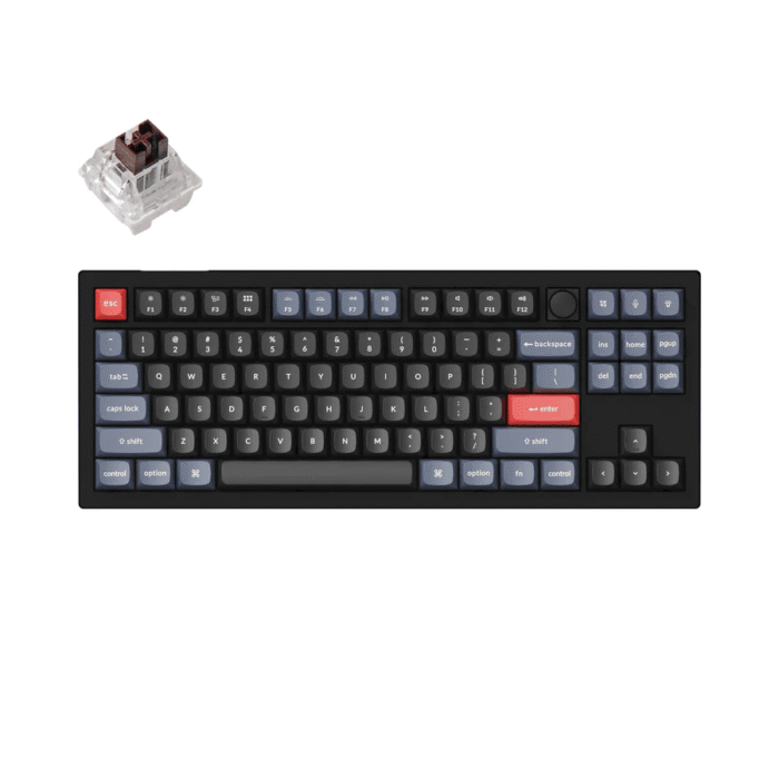 Геймърска Механична клавиатура Keychron V3 TKL Knob QMK Carbon Black, Keychron K Pro Brown Switch, RGB Backlight - Image 1