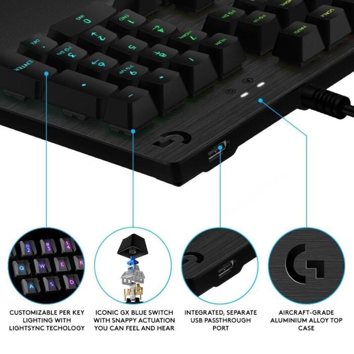 Геймърска механична клавиатура Logitech, G513 Carbon RGB, GX Brown Mechanical суичове - Image 2