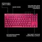 Геймърска механична клавиатура Logitech G Pro X RAPID TKL, Magnetic Analog Switch, Magenta - Image 7