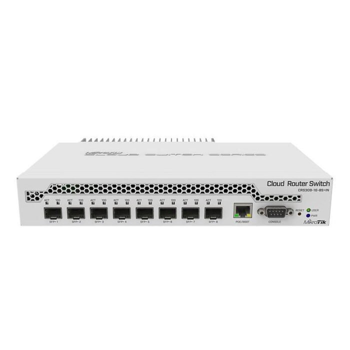 Суич MikroTik CRS309-1G-8S+IN, LAN 1 x Gigabit Ethernet ports, 8 x SFP+ 10Gbps, PoE in - Image 1