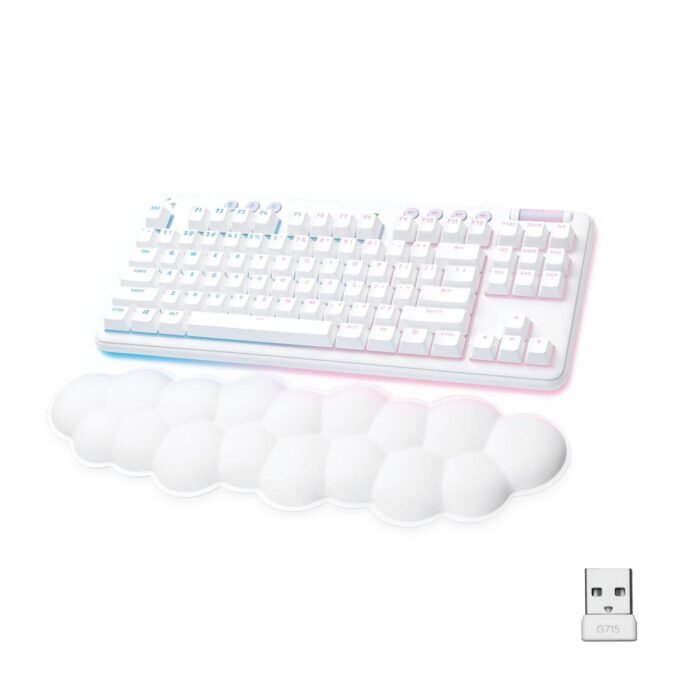 Безжична геймърска механична клавиатура Logitech G G715, TKL, Tactile, RGB LED, US Layout, бяла - Image 2