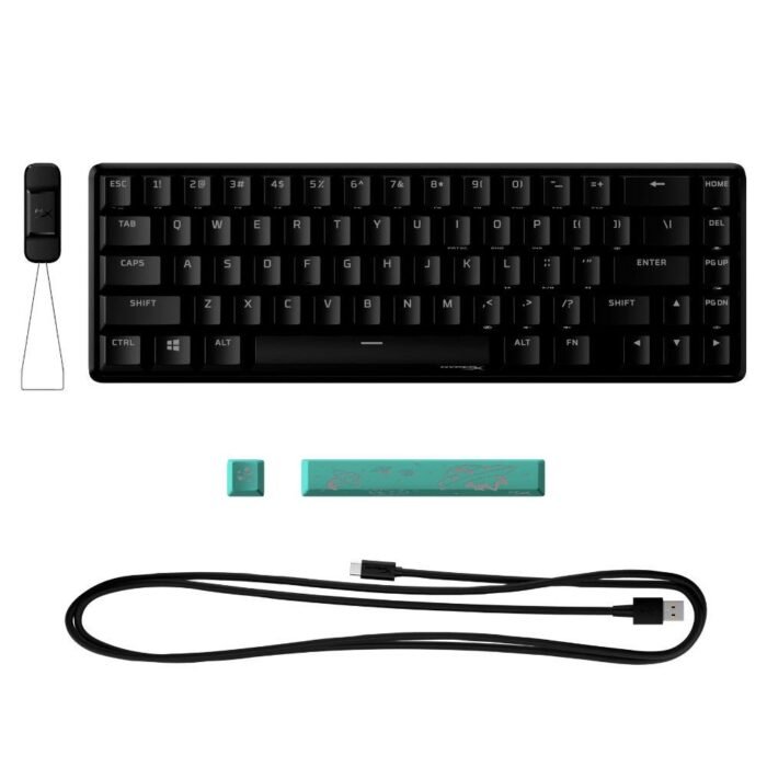 Геймърскa механична клавиатура HyperX Alloy Origins 65, HyperX Aqua суичове, Черен - Image 5