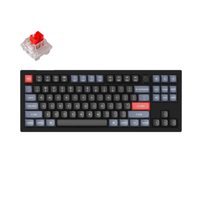 Геймърска Механична клавиатура Keychron V3 TKL Knob QMK Carbon Black, Keychron K Pro Red Switch, RGB Backlight - Image 1