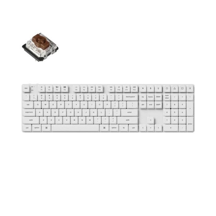 Геймърска механична клавиатура Keychron K5 Pro White QMK/VIA Full-Size Hot-Swappable Low-Profile Gateron Brown Switches RGB Backlight - Image 1