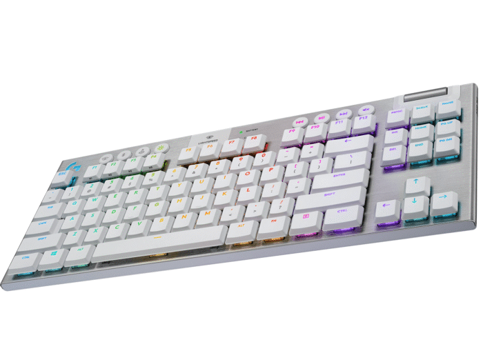 Безжична геймърска механична клавиатура Logitech, G915 TKL White Lightsync RGB, Tactile суичове - Image 3