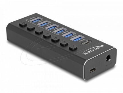 Delock USB Хъб, 7 портa, 10 Gbps, 6 x USB-A, 1 x USB-C