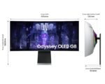 Монитор Samsung Odyssey OLED G8 G85SB 34" CURVED 1800R, 175 Hz, 0.1ms GTG, 3440x1440, 2xUSB-C, Mini DP, Micro HDMI, Speakers, Silver - Image 3