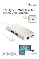 Мултипортов USB-C адаптер j5Create JCA374, HDMI, Ethernet, USB 3.0 хъб, PD 2.0 - Image 3