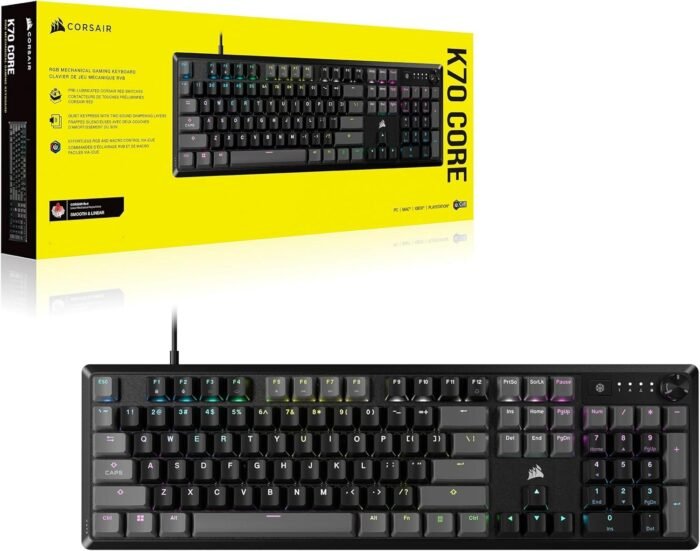 Геймърска механична клавиатура CORSAIR K70 Core RGB Corsair Linear Red Switch - Carbon Gray - Image 8