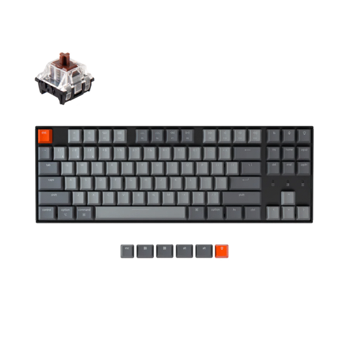 Геймърска Механична клавиатура Keychron K8 TKL, Hot-Swappable Gateron Optical Brown Switch RGB Backlight - Image 1