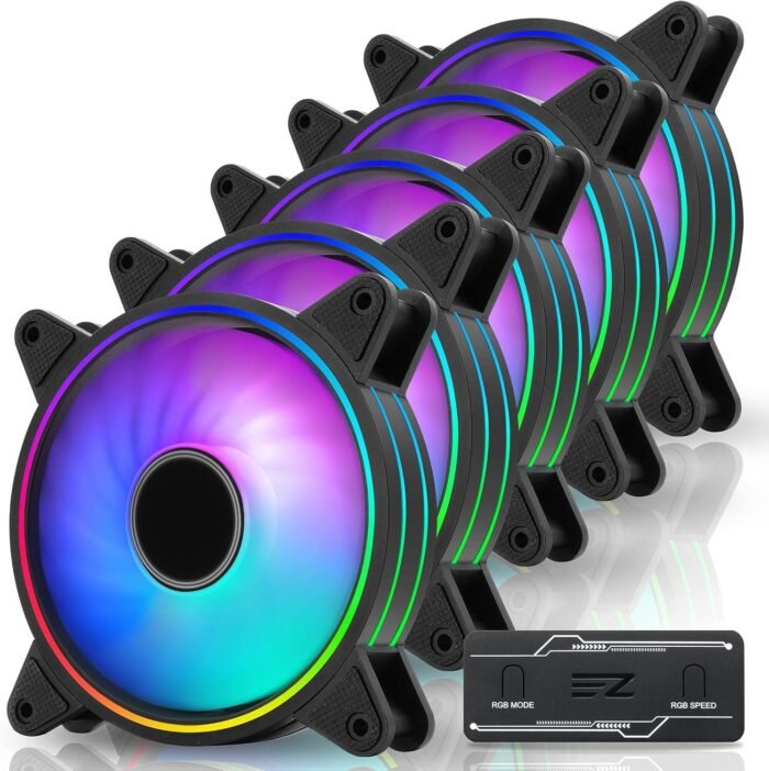 Комплект вентилатори EZDIY-FAB Moonlight Black RGB PWM 120mm - 5 Pack - Image 1