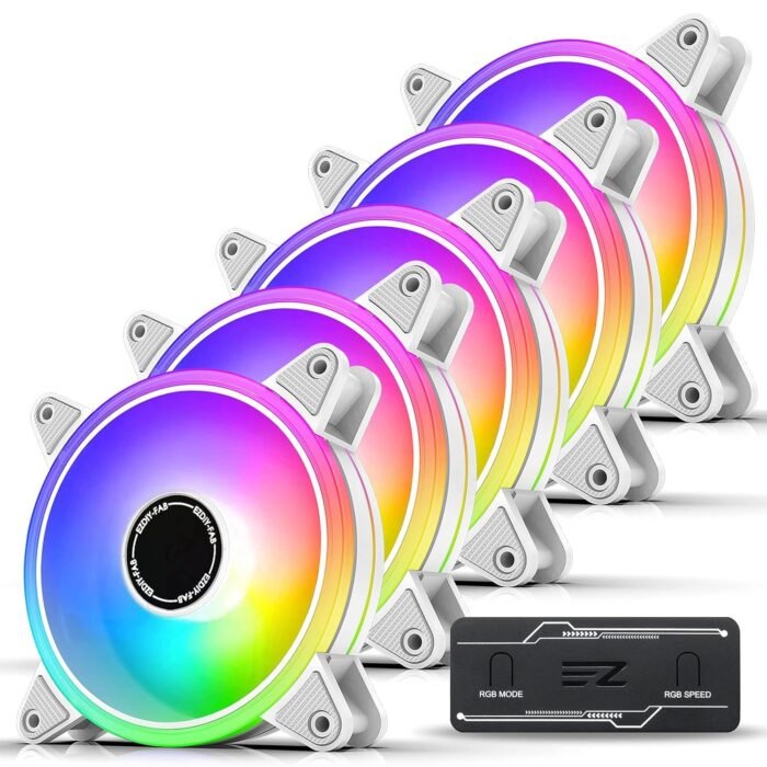 Комплект вентилатори EZDIY-FAB Moonlight White RGB PWM 120mm - 5 Pack - Image 1