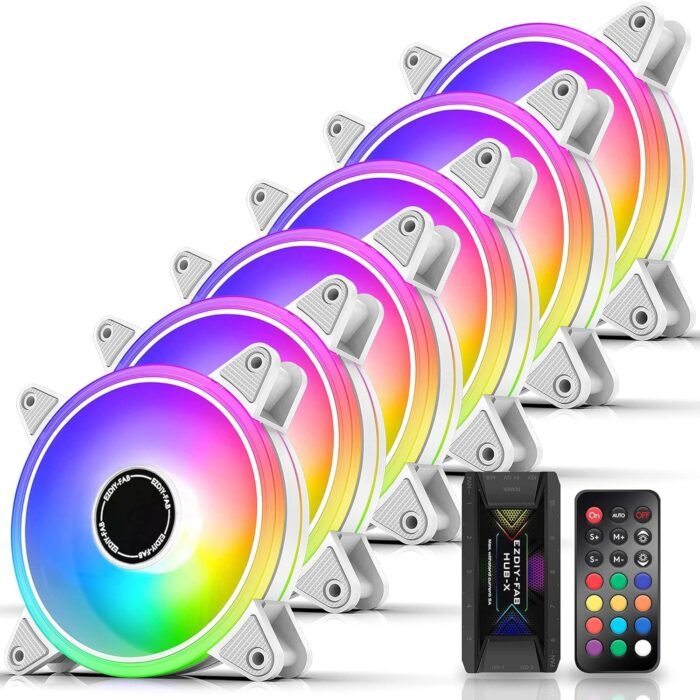Комплект вентилатори EZDIY-FAB Moonlight White RGB PWM 120mm - 6 Pack - Image 1