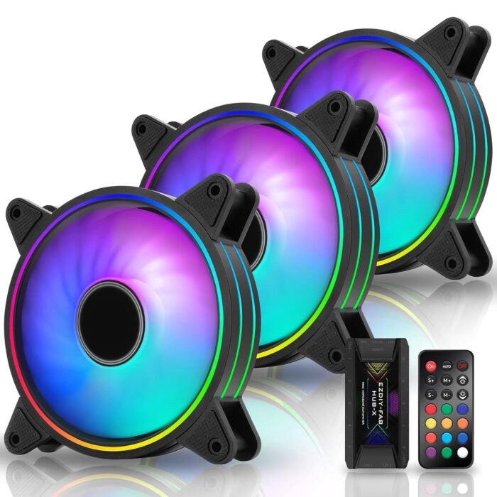 Комплект вентилатори EZDIY-FAB Moonlight Black RGB PWM 120mm - 3 Pack - Image 1