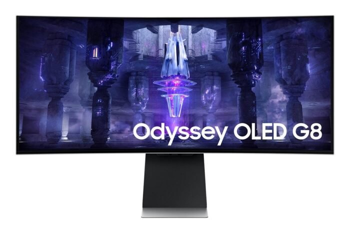 Монитор Samsung Odyssey OLED G8 G85SB 34" CURVED 1800R, 175 Hz, 0.1ms GTG, 3440x1440, 2xUSB-C, Mini DP, Micro HDMI, Speakers, Silver - Image 1