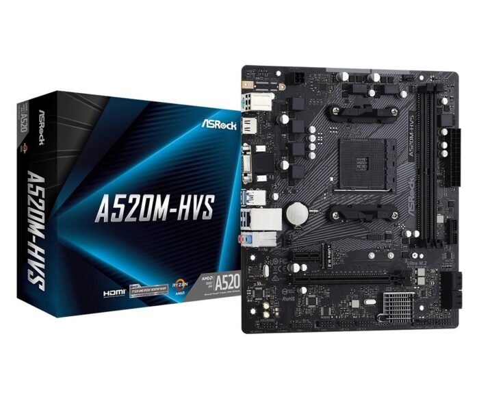 Дънна платка ASRock A520M-HVS, Socket AM4, mATX - Image 1