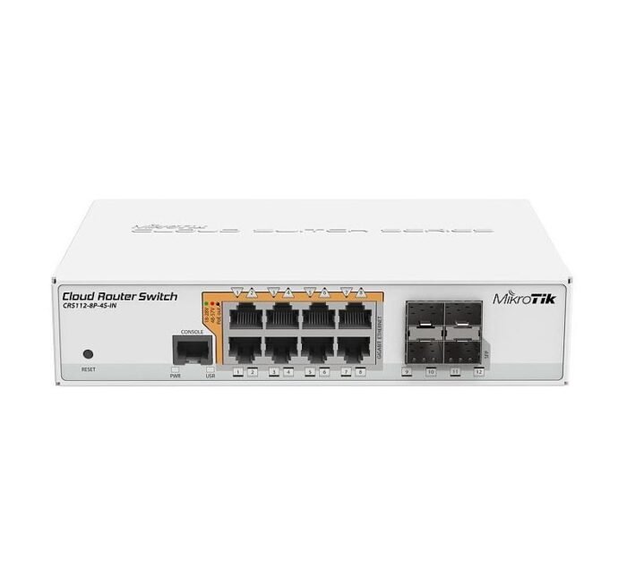 Суич MikroTik CRS112-8P-4S-IN, 8 x Gigabit Ethernet ports, 10/100/1000Mbps, 4 x SFP - Image 1