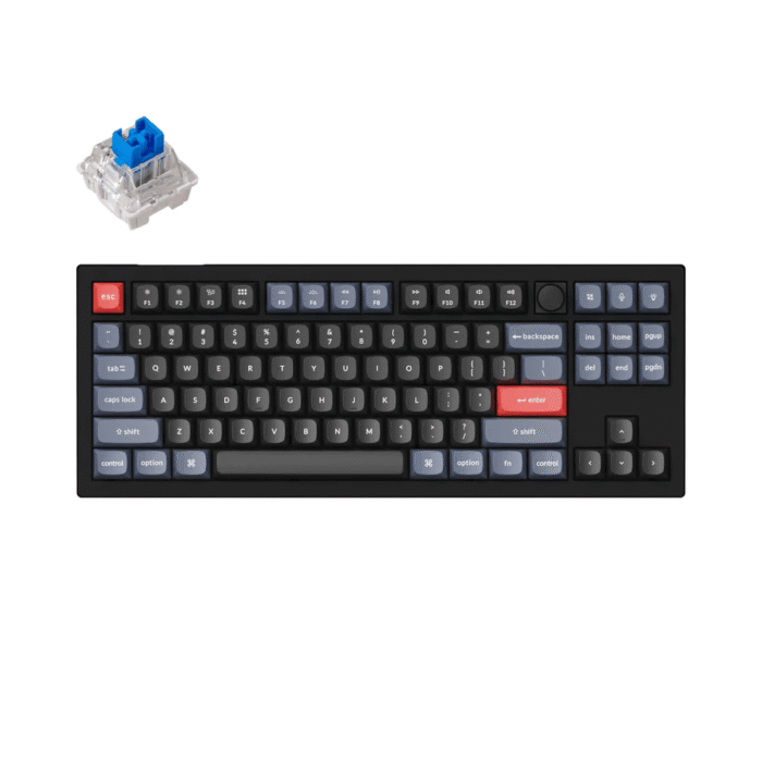 Геймърска Механична клавиатура Keychron V3 TKL Knob QMK Carbon Black, Keychron K Pro Blue Switch, RGB Backlight - Image 1