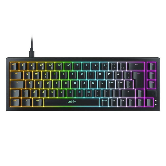 Геймърскa механична клавиатура XTRFY K5, 65% Hotswap, RGB подсветка, UK Layout Kailh Red, Черен - Image 1