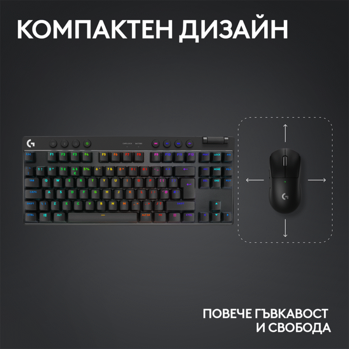 Геймърска механична клавиатура Logitech G Pro X TKL Lightspeed Tactile Switch - Image 3