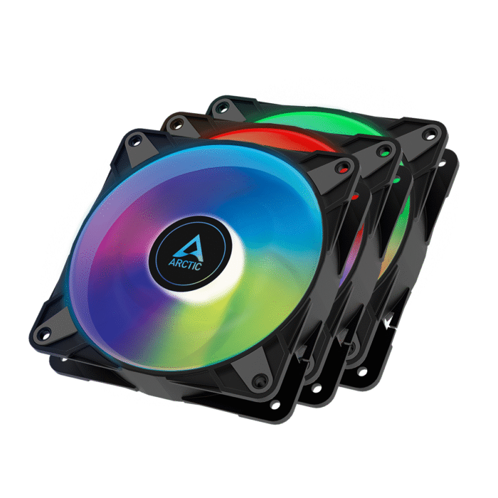 Вентилатори ARCTIC P12 Black, A-RGB, 120mm, 3 Fan комплект - Image 1