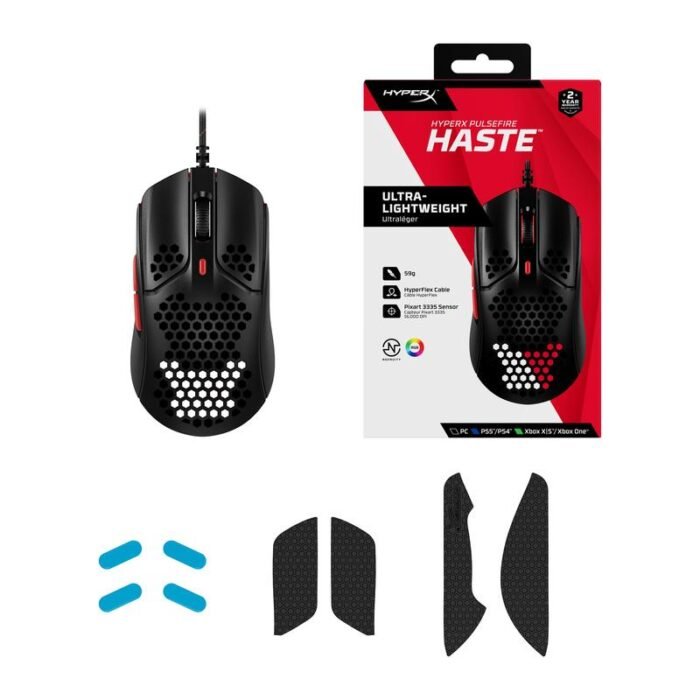 Геймърска мишка HyperX Pulsefire Haste, RGB, USB 2.0, Черен/Червен - Image 6