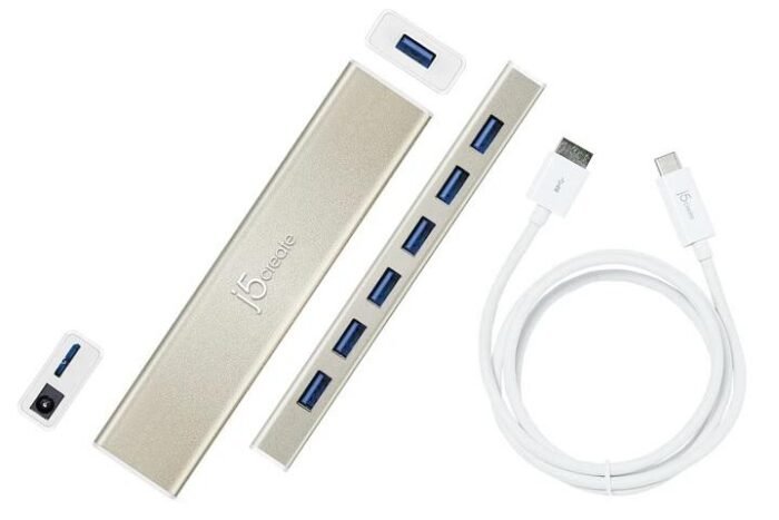 Хъб 7-портов J5 Create USB-C JCH377, USB 3.0, 1:7, Бял - Image 2