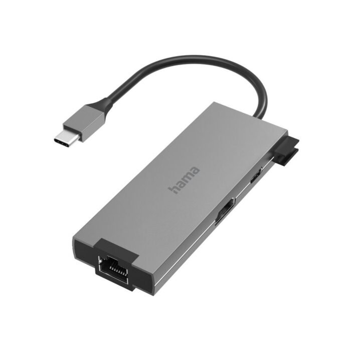 USB-C хъб, 5-портов, 2 x USB-A, 1 x USB-C, 1 x HDMI, 1х LAN, Сив - Image 1