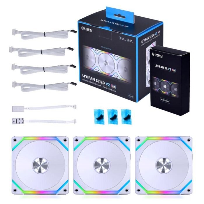 Вентилатори Lian-Li UNI SL120 V2 RGB PWM, 3 броя в комплект, Включен контролер, Бял - Image 10