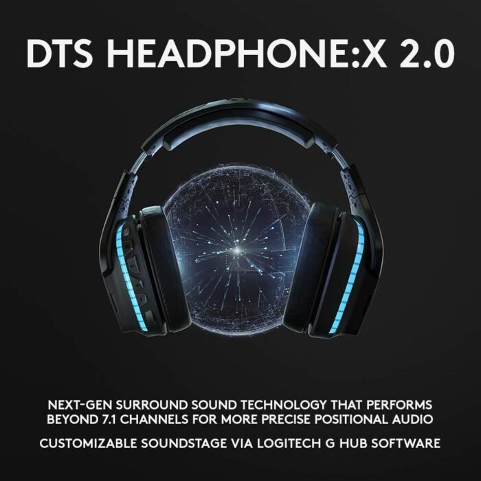 Геймърски слушалки Logitech,  G935 7.1 Wireless 7.1 Surround Lightsync, Безжични, Черни - Image 4