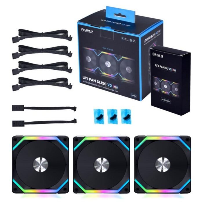 Вентилатори Lian-Li UNI SL120 V2 RGB PWM, 3 броя в комплект, Включен контролер, Черен - Image 10