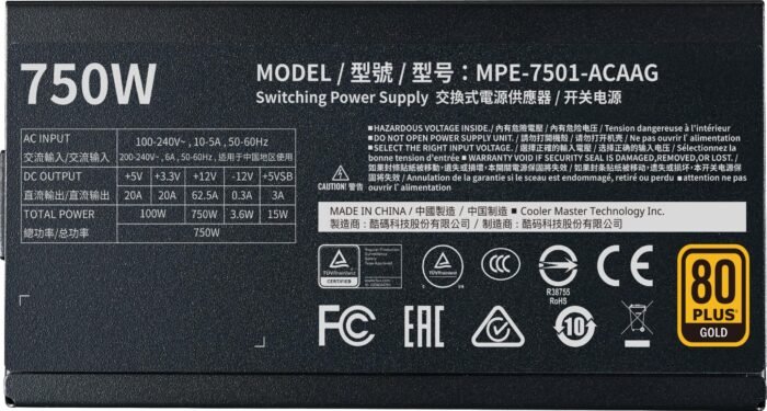 Захранващ блок Cooler Master MWE Gold 750 - Image 3