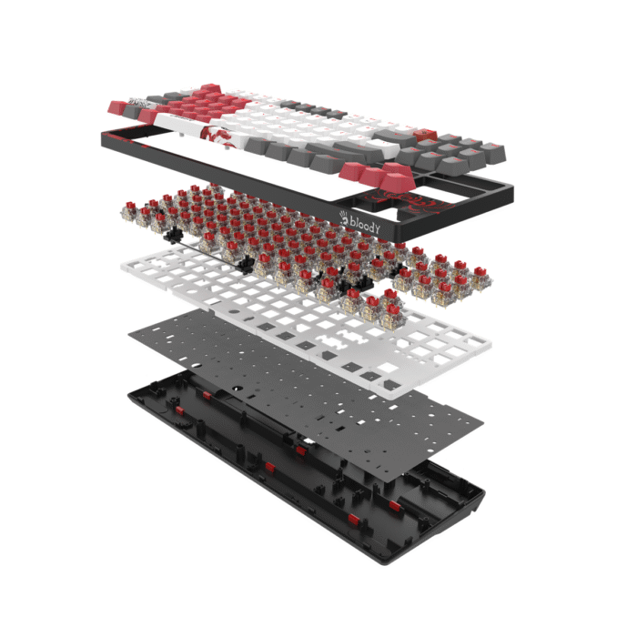 А4tech Геймърска механична  клавиатура Bloody Naraka S87  TKL Backlit red switch , USB - Image 3