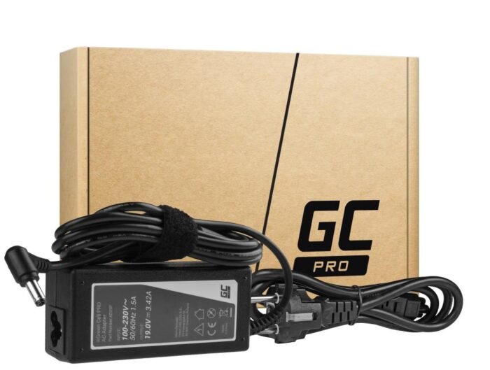 Захранване за лаптоп GREEN CELL, PRO Charger / AC Adapter 19V 3.42A 65W for Asus R510C R510L R556L X550C X550L Toshiba Satellite C650 L750 5.5mm-2.5mm - Image 1