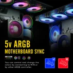 Комплект вентилатори EZDIY-FAB Moonlight Black RGB PWM 120mm - 5 Pack - Image 3