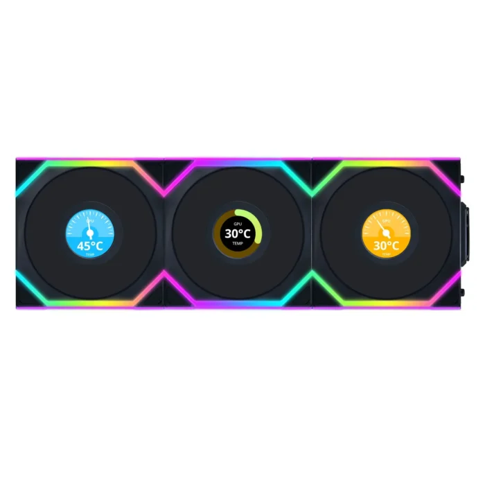Вентилатори 3бр Lian Li UNI FAN SL Wireless LCD ARGB PWM - 120 mm Черен - Image 1