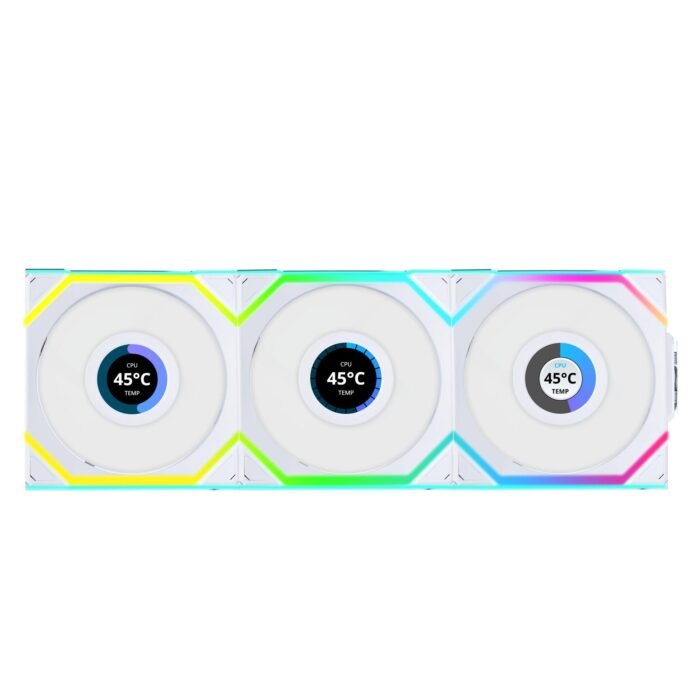 Вентилатори 3бр Lian Li UNI FAN SL Wireless LCD ARGB PWM - 120 mm Бели - Image 1