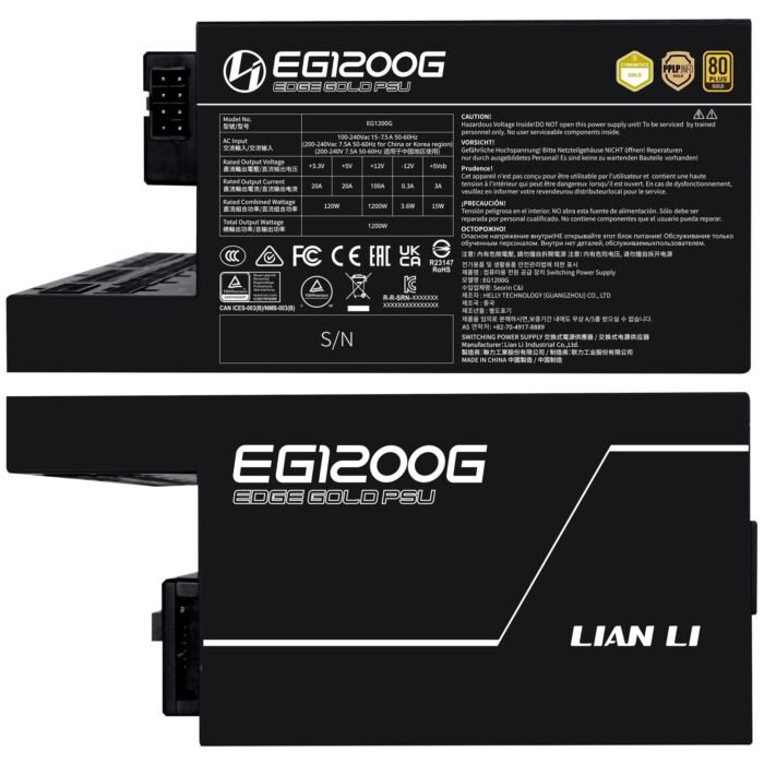Захранващ блок Lian Li EDGE 1200W 80+ Gold PCIe 5.1, ATX 3.1 - Черно - Image 8