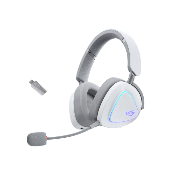Геймърски безжични слушалки ASUS ROG Delta II White - USB-C, Aura Sync RGB - Image 1