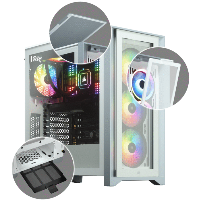 Кутия Corsair iCUE 4000X RGB Mid Tower, Tempered Glass, Бяла - Image 10