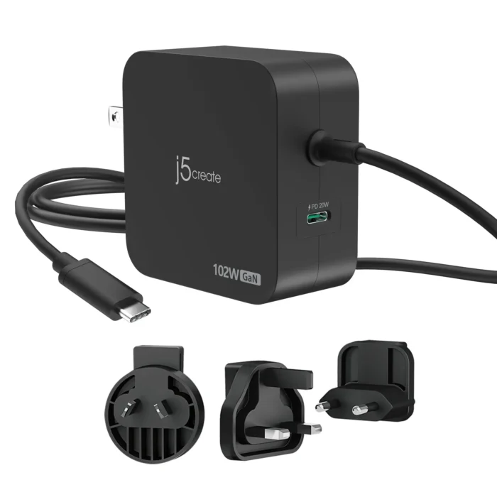 j5create JUP25102V Зарядно 220V-  GaN 102W  USB-C 2порта- за лаптопи, таблети, телефони - Image 1