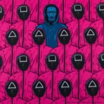 Пад за мишка Netflix Squid Game - Front Man And Guards Desk Mat - Image 3
