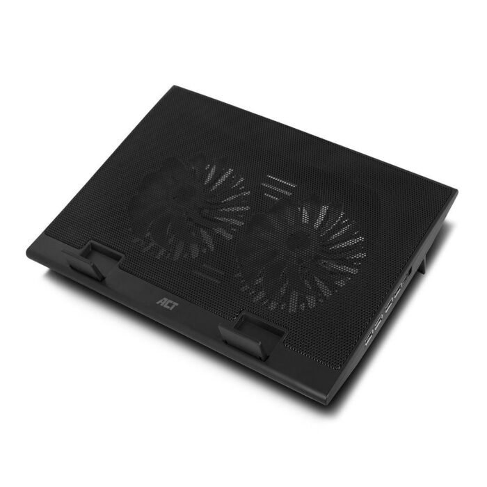 Охладител за лаптоп ACT, До 17", С два вентилатора, USB хъб, Черен - Image 1