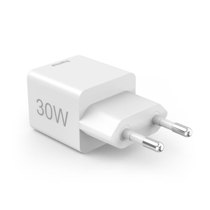 HAMA Бързо мини Gan зарядно, 30 W, 1x USB-C, 1x USB-A, PD, бял - Image 3